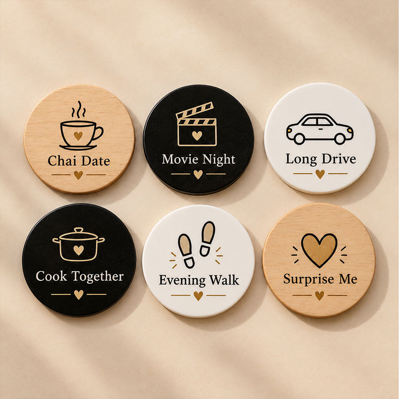 Couple Activity Coasters 3.5x3.5" | Romantic Wooden & Acrylic Gift Set | Love Craft Gifts™