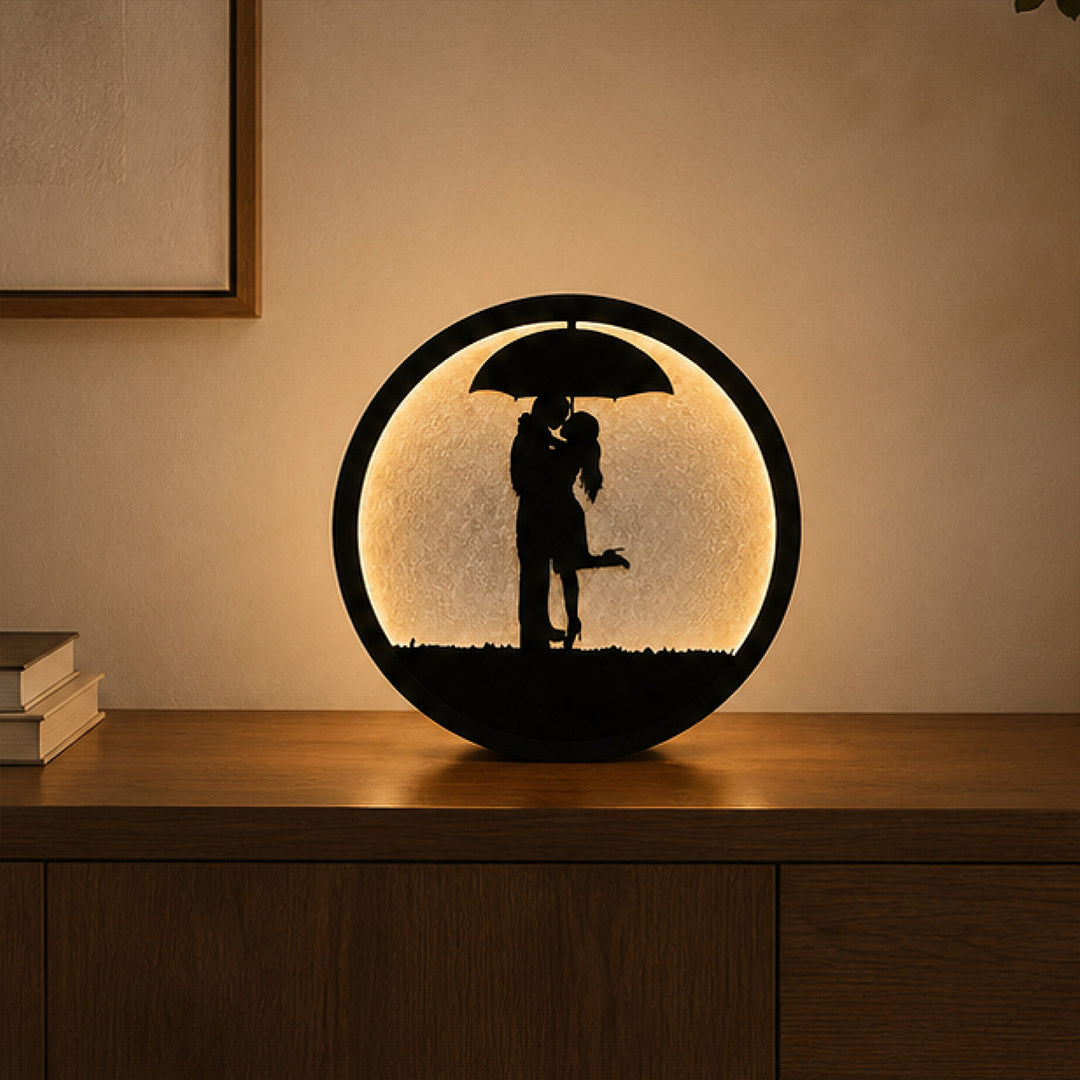Couple Love LED Table Lamp 9x9" | Romantic Umbrella Silhouette Warm Light Decor | Love Craft Gifts™