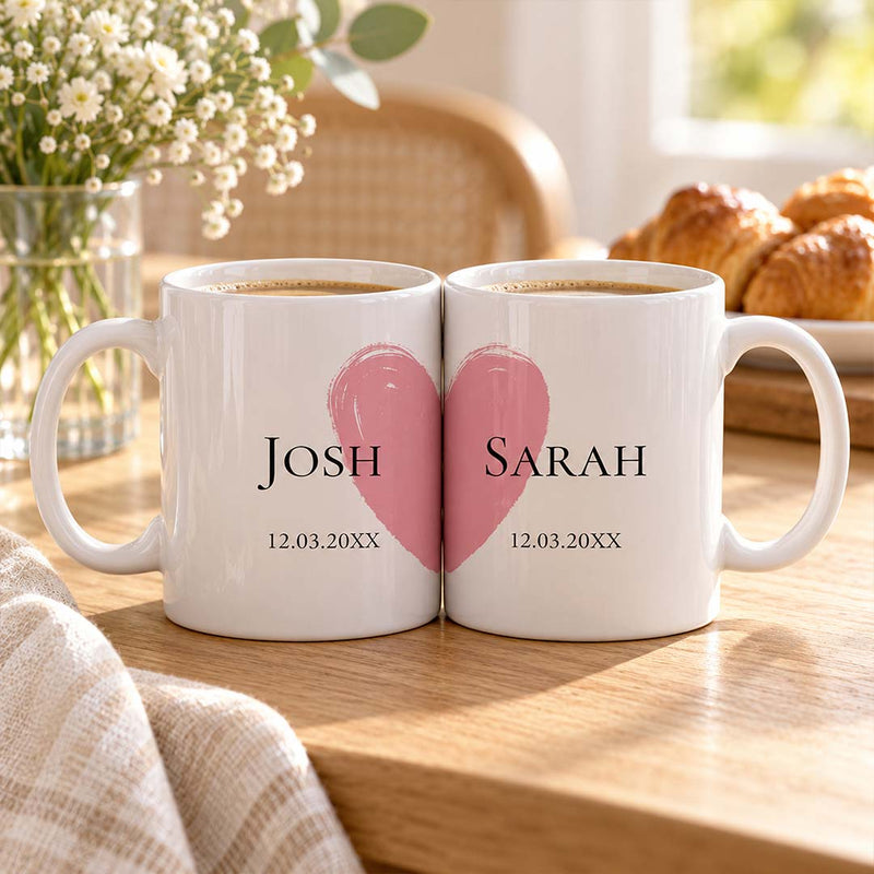 Couple Matching Mugs 250ml Each | Split Heart Personalized Gift | Love Craft Gifts™