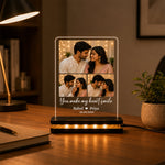 Couple Photo Collage LED Acrylic Lamp 7x8" | Personalized Names, Date & 3 Photos | Love Craft Gifts™
