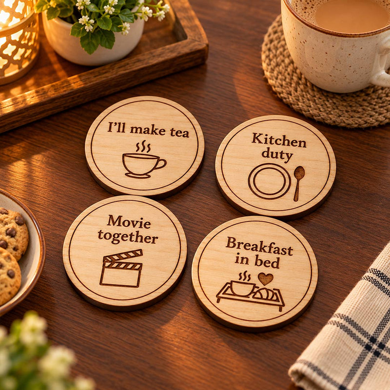 Couple Task Coasters 3.5x3.5" | Anniversary & Romantic Gift Set | Love Craft Gifts™