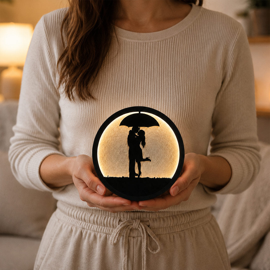 Couple Under Umbrella LED Table Lamp 9x9" | Romantic Warm Light Home Decor | Love Craft Gifts™