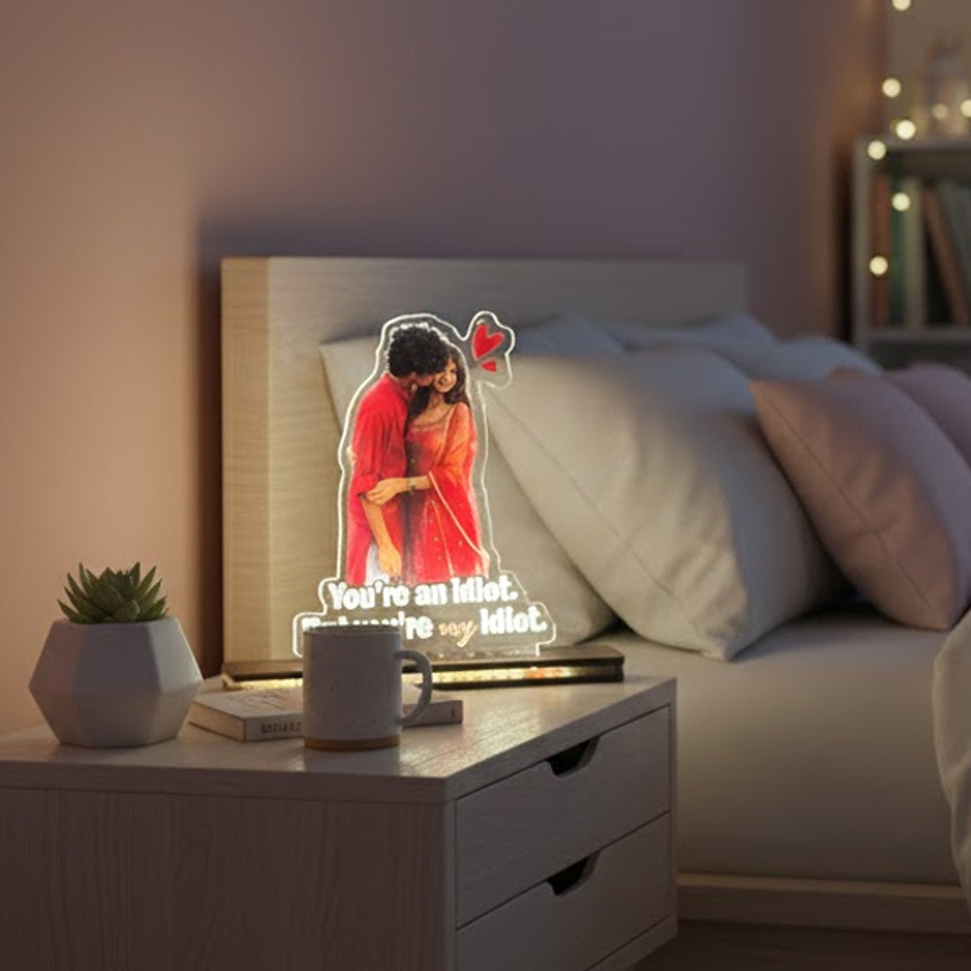 Personalized Couple Acrylic LED Lamp (5 × 7 Inch) | Love Craft Gifts