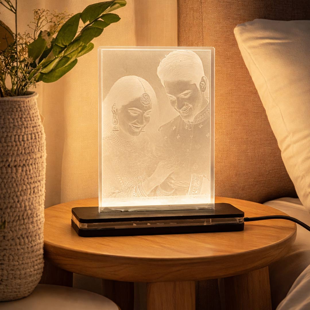 Personalized Acrylic Photo Lamp (4×6″) – Warm LED Memory Light | Love Craft Gifts