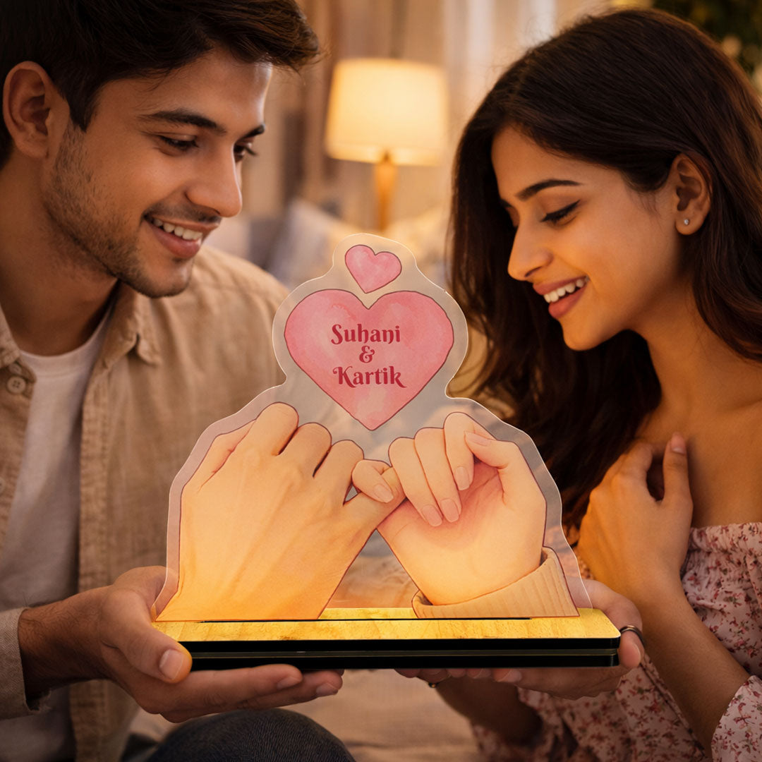 Promise of Love – Personalized Couple Hands Acrylic Lamp | Love Craft Gifts
