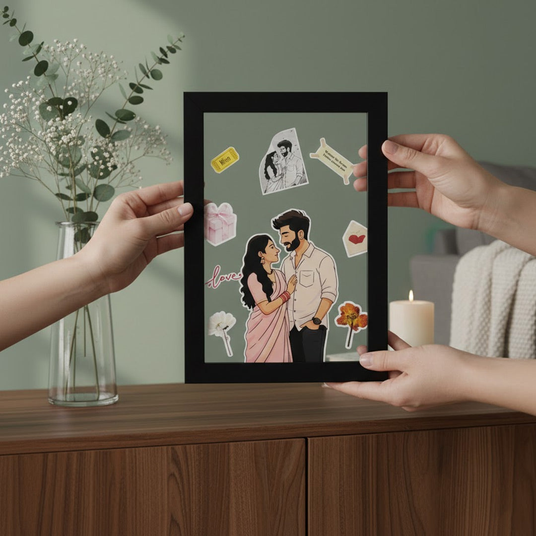 Personalized Acrylic Couple Frame – 8×12” | Custom Illustration | Love Craft Gifts