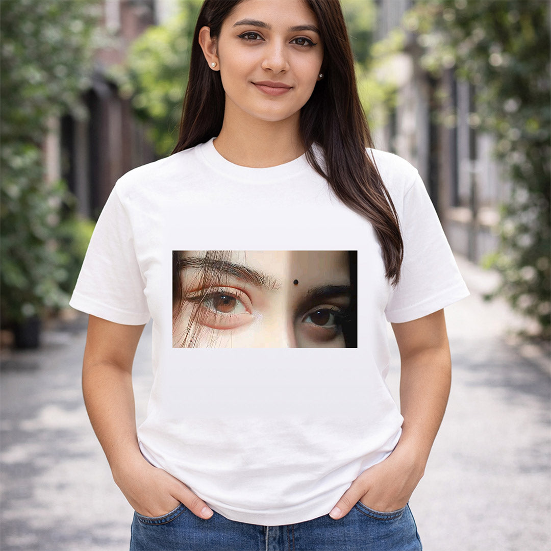 Personalized Eye Photo T-Shirt – Custom Eye Photo Printed T-Shirt for Men & Women (Black / White) | Love Craft Gifts