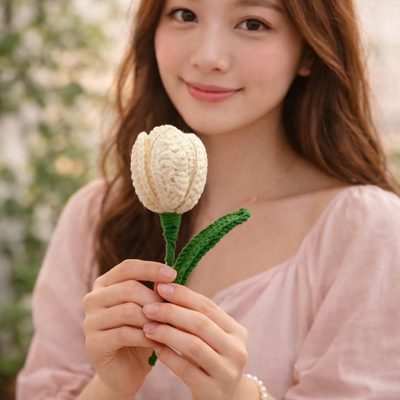 Handmade Crochet Tulip Flower – Elegant Knitted Flower Gift & Decorative Handmade Bloom | Love Craft Gifts