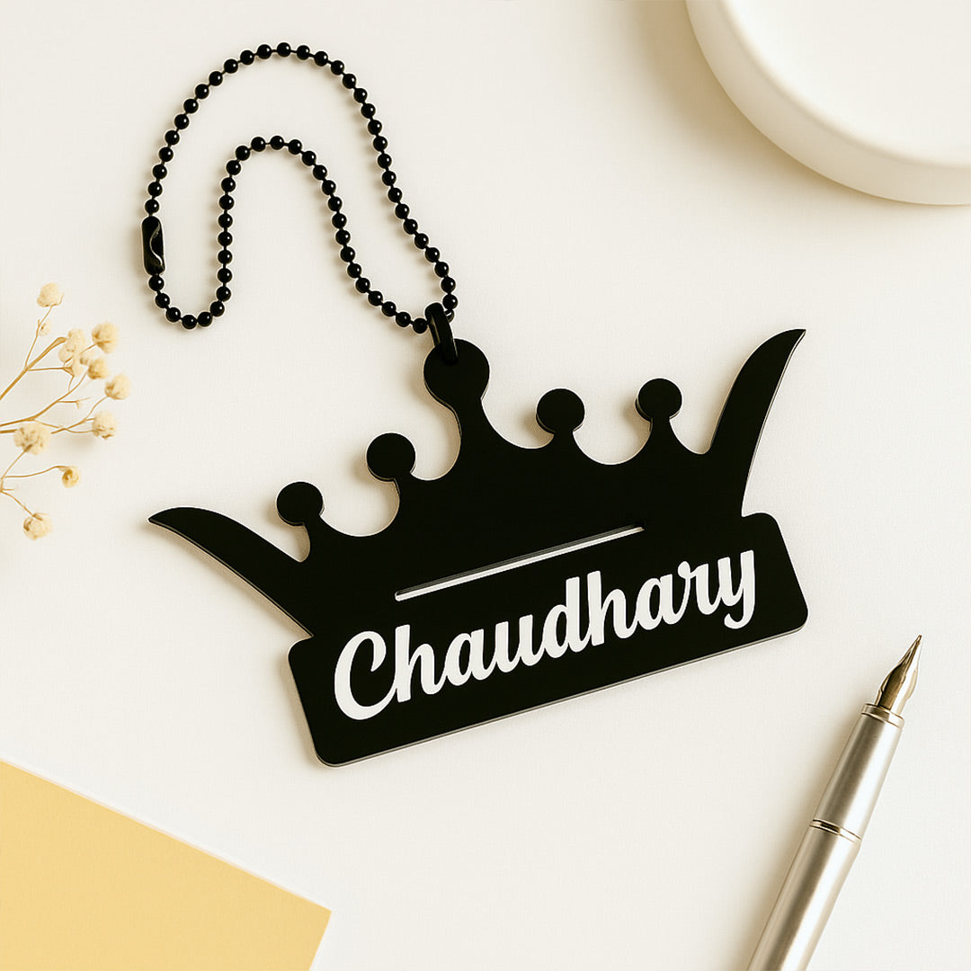 Crown Shape Customized Car Hanger – Black Acrylic | Love Craft Gifts
