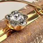 Personalized Luxe Bronze Floral Clutch with Crystal Lock | Love Craft Gifts