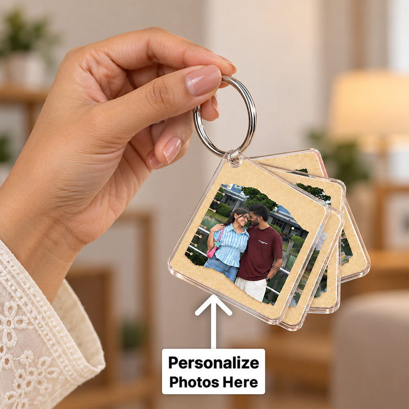 Custom 12-Photo Acrylic Keyring 2.5x2.5" | Personalized Couple Memory Keepsake | Love Craft Gifts™