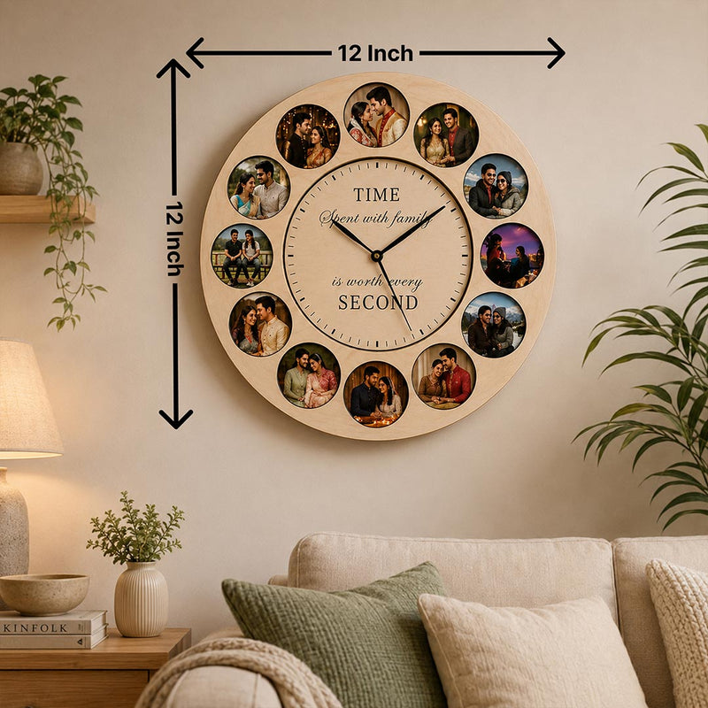 Custom 12 Inch Wooden Wall Clock | Personalized Couple Keepsake | Love Craft Gifts™