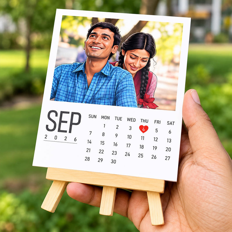 Custom 2026 Photo Calendar with 12 Monthly Cards & Easel Display | Love Craft Gifts™