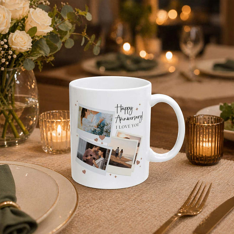Personalized Anniversary Photo Collage Mug 250ml | Custom 3-Photo Couple Gift | Love Craft Gifts™