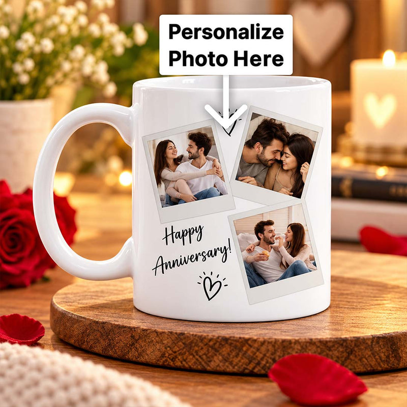 Custom 3-Photo Ceramic Mug 250ml | Romantic Anniversary Gift for Couples | Love Craft Gifts™