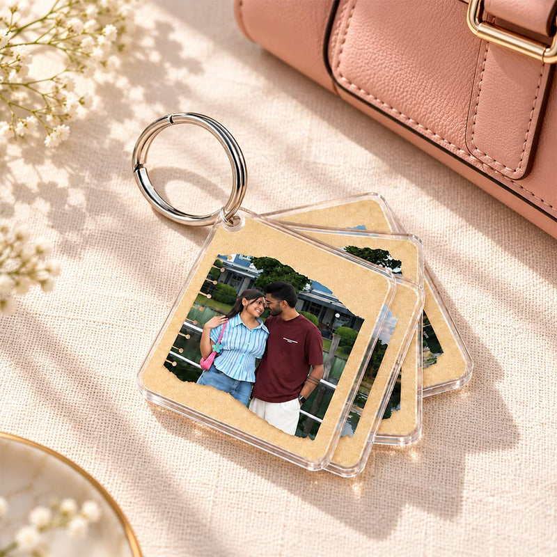 Custom Acrylic Memory Keychain with 12 Photos | Personalized Anniversary Gift | Love Craft Gifts™
