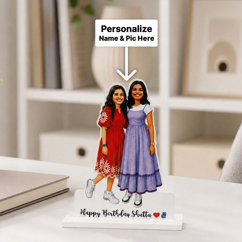 Custom Best Friend Photo Table Stand | Personalized White Acrylic Gift
