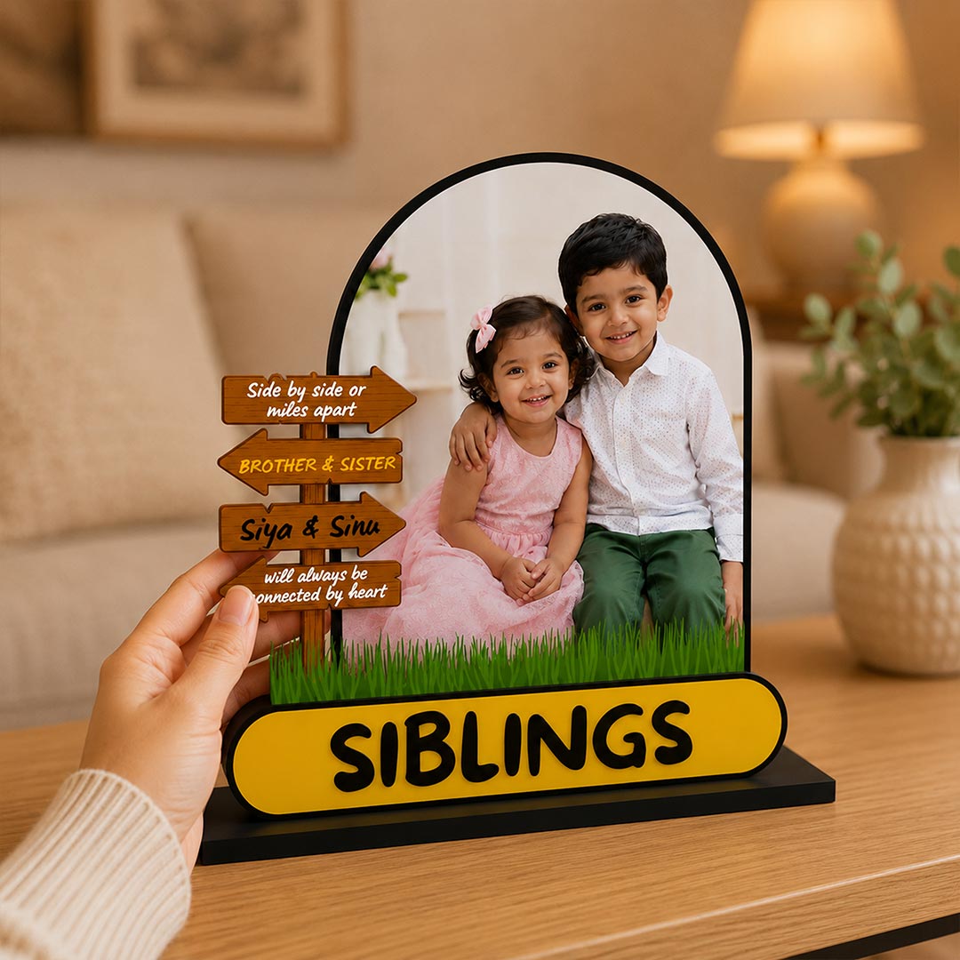 Custom Brother Sister Photo Stand | Personalized Sibling Keepsake Gift