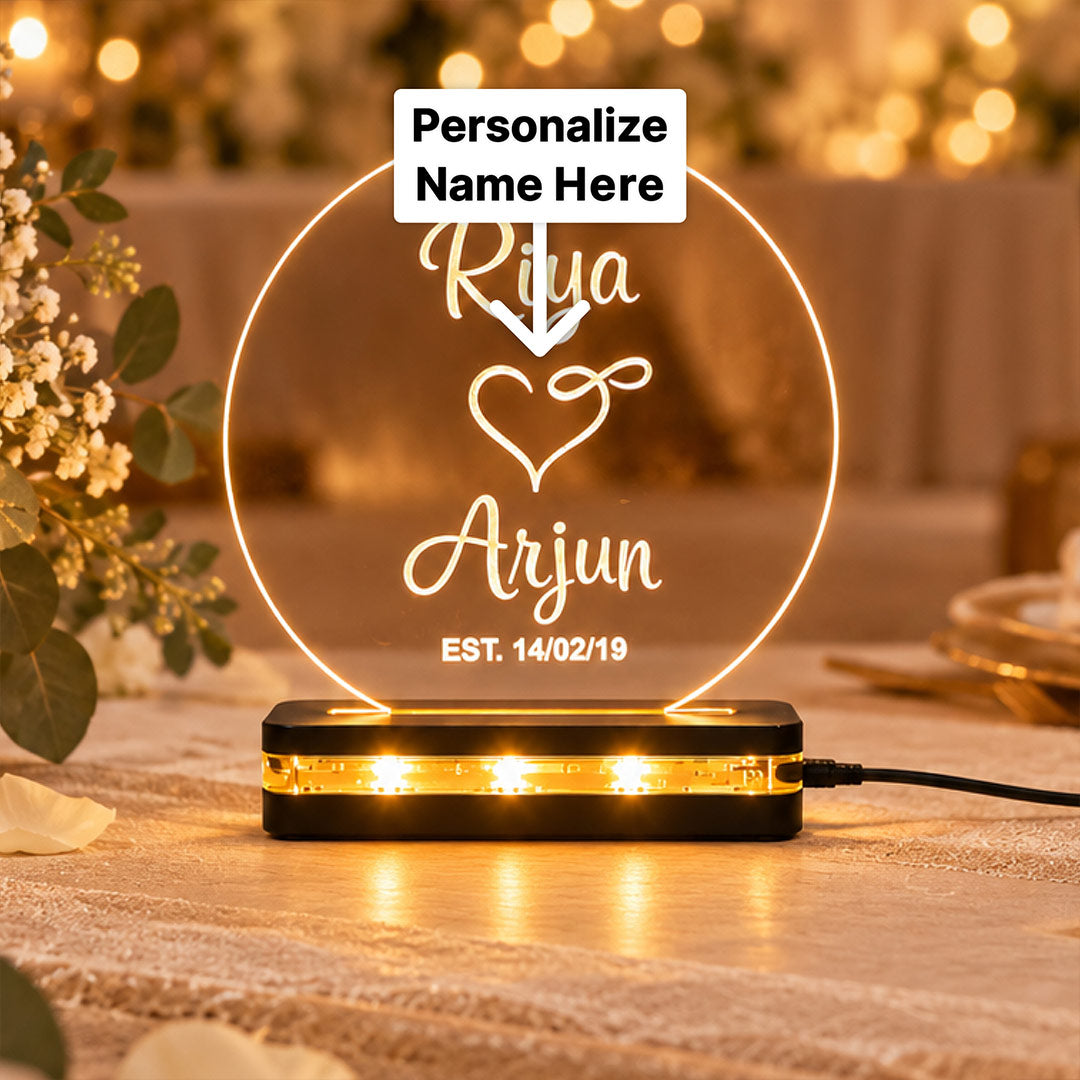 Custom Couple Name & Date LED Lamp | Romantic Acrylic Light | Love Craft Gifts™