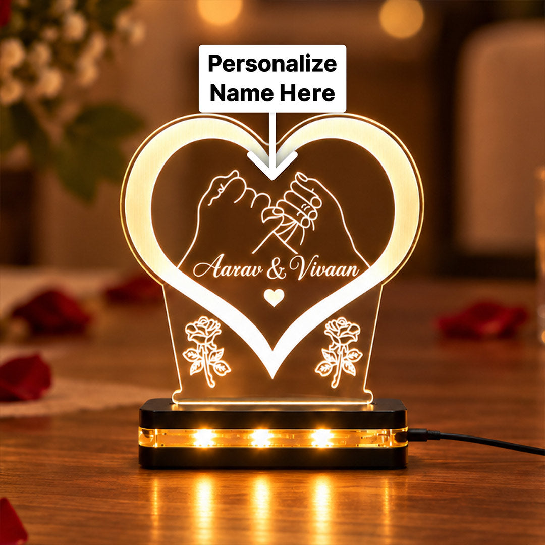 Custom Couple Name LED Lamp 5x6″ | Romantic Heart Acrylic Light | Love Craft Gifts™