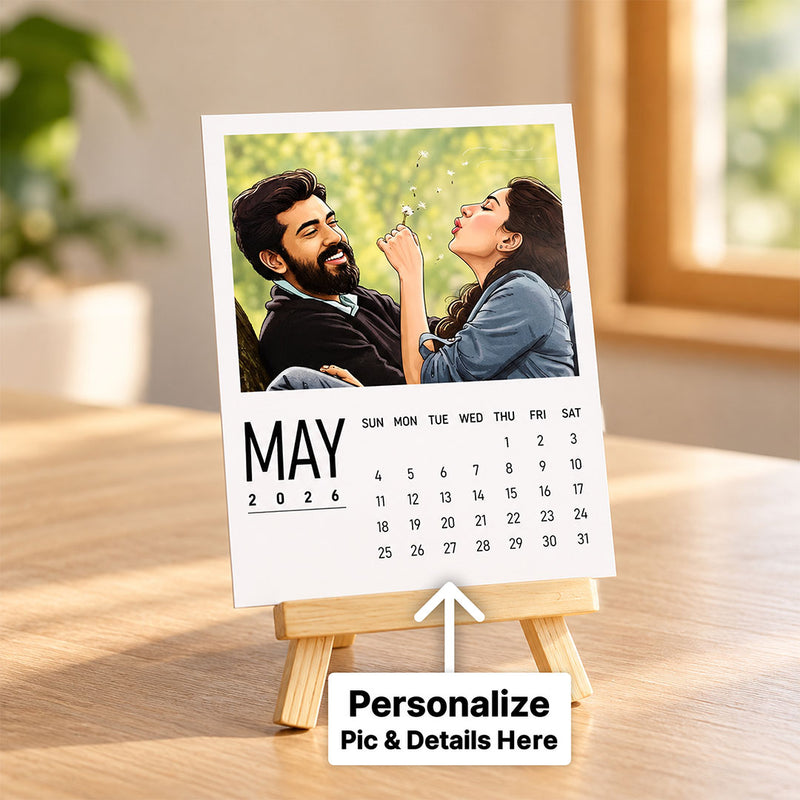 Custom Couple Photo Calendar 2026 with 12 Monthly Display Cards | Love Craft Gifts™