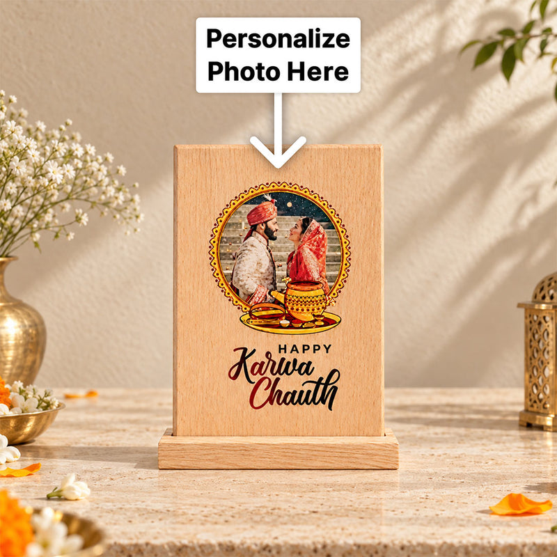 Custom Couple Photo Karwa Chauth Table Stand | Festive Gift | Love Craft Gifts™