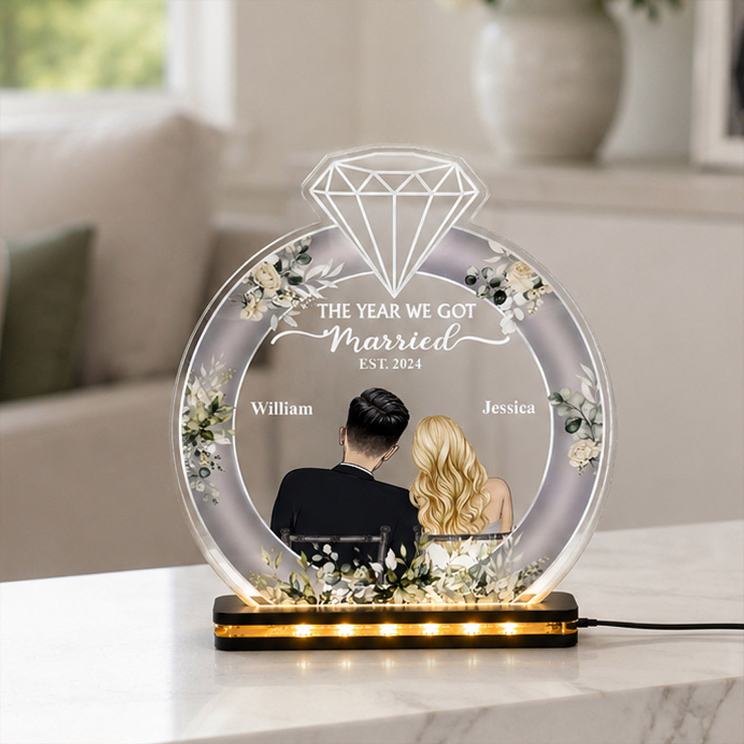 Custom Couple Wedding Memory LED Ring Lamp