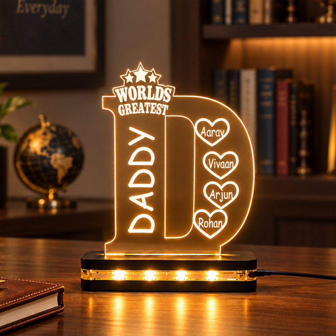 Custom Daddy Name Lamp 6x7″ | Personalized Father Gift | Love Craft Gifts™