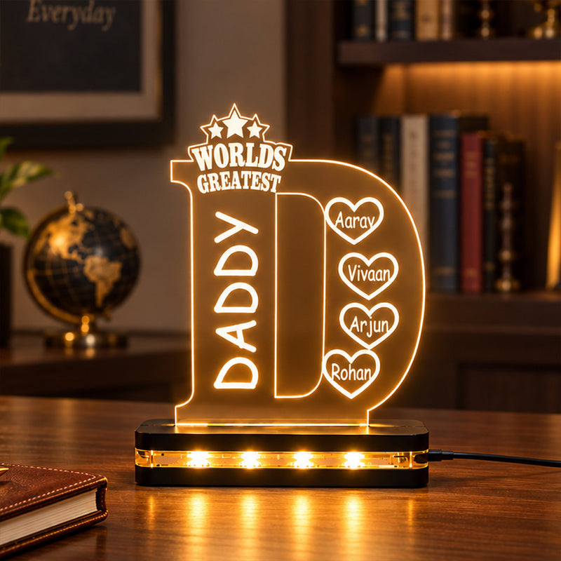 Custom Daddy Name Lamp 6x7″ | Personalized Father Gift | Love Craft Gifts™