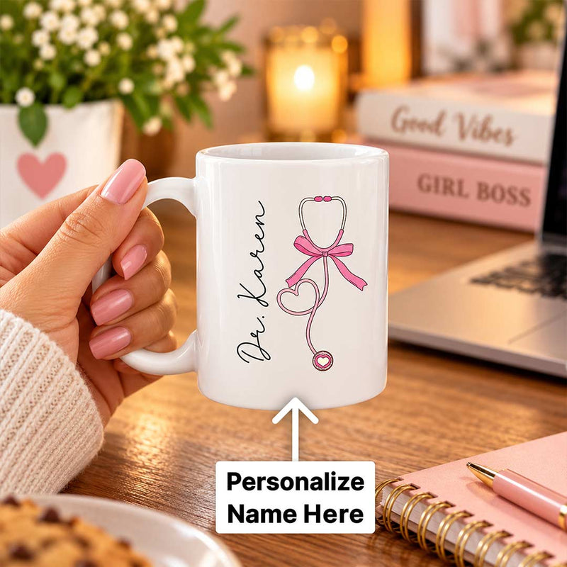 Custom Doctor Name Mug 250ml | Pink Medical Design | Love Craft Gifts™