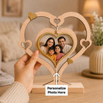 Custom Family Picture Table Stand | Heart-Shaped Personalized Photo Keepsake
