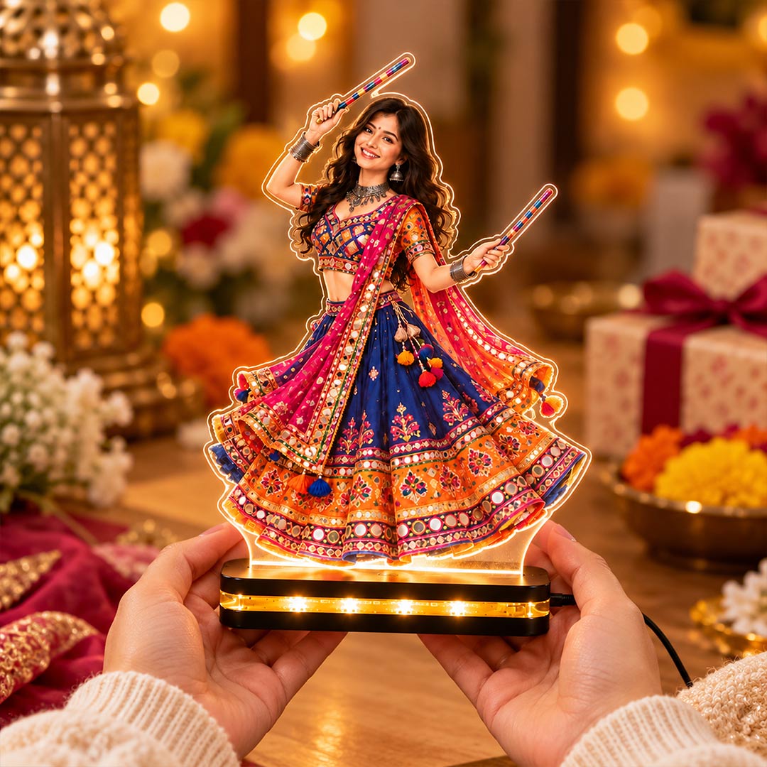 Custom Garba Dandiya Photo Lamp | Love Craft Gifts™