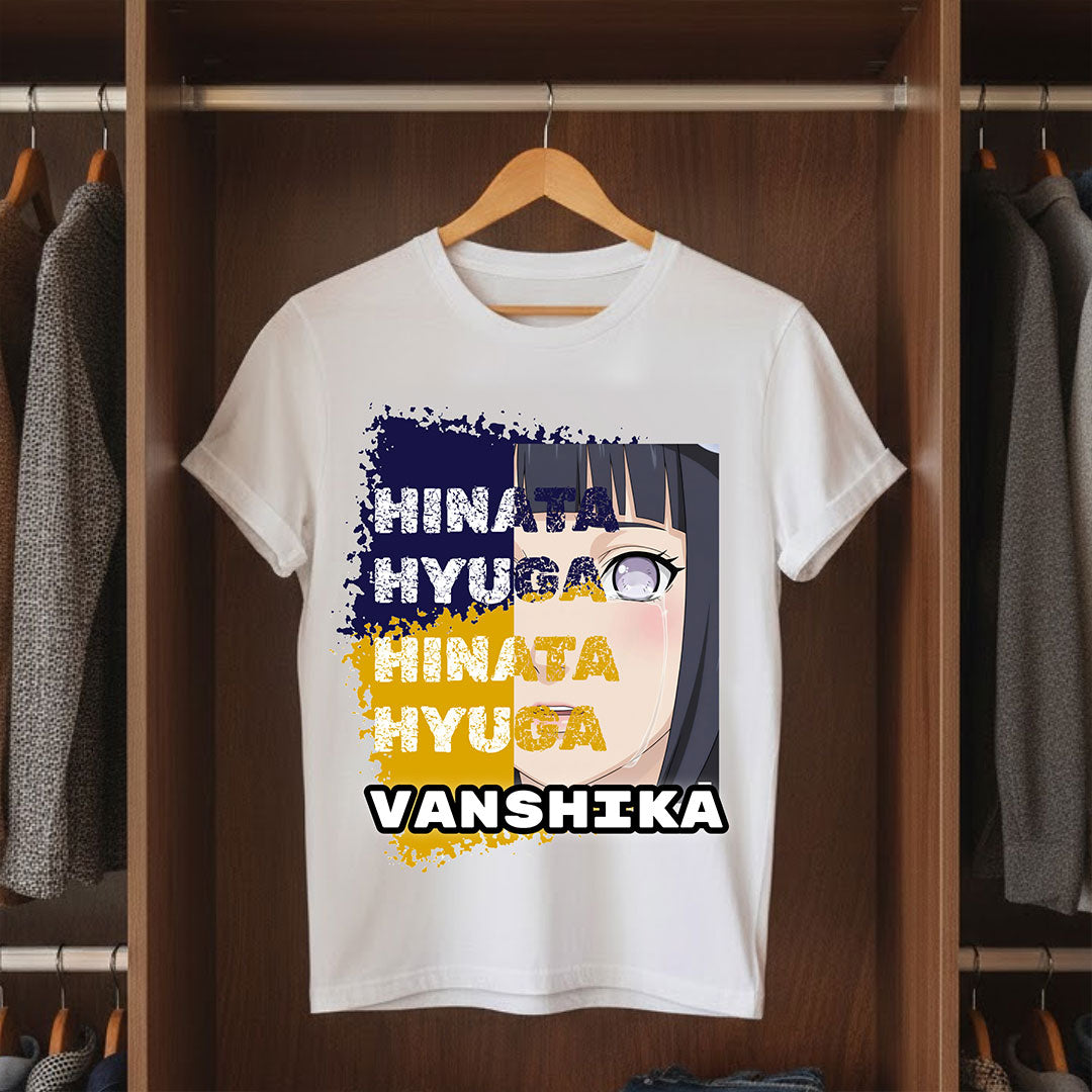 Personalized Hinata Hyuga Anime Name T-Shirt for Women – Custom Printed White Tee | Love Craft Gifts