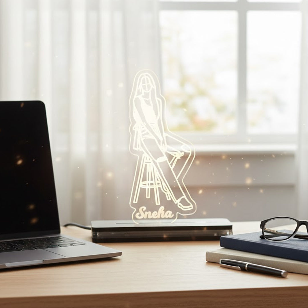 Personalized Name Acrylic LED Lamp (4 × 6 Inch) | Love Craft Gifts