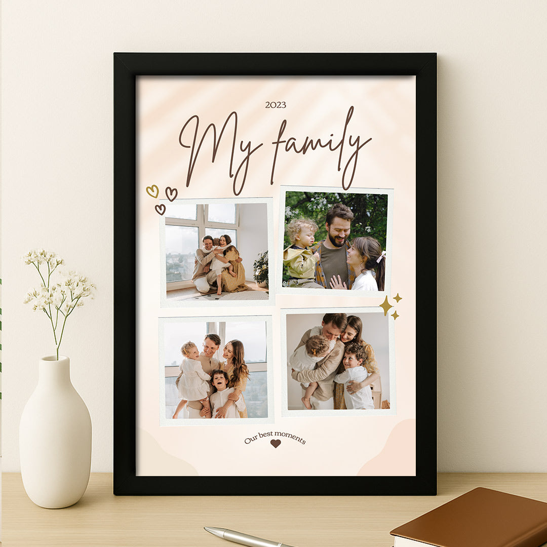 My Family 2023 Photo Collage Frame – Custom Wall Art with 4 Pictures | Love Craft Gifts