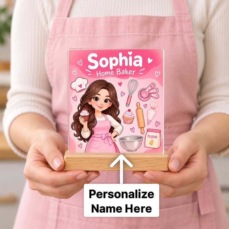 Custom Name Acrylic Home Baker Tabletop Stand 6x8" | Love Craft Gifts™