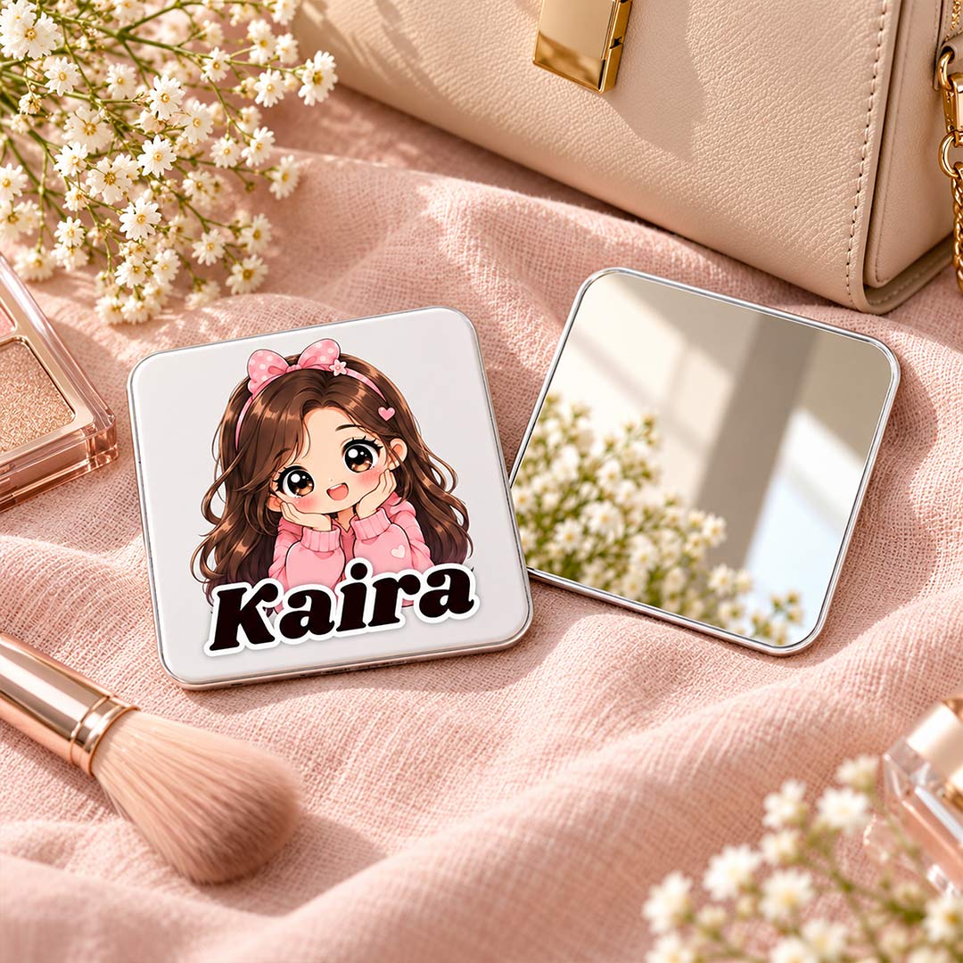 Custom Name Girl Compact Mirror | Personalized Gift for Girls