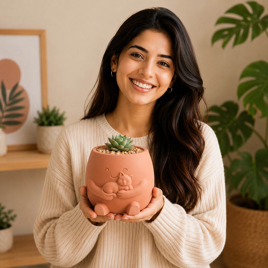 Custom Name Plant Buddy Pot 5 Inch | Modern Minimal Planter for Plant Lovers & Home Décor