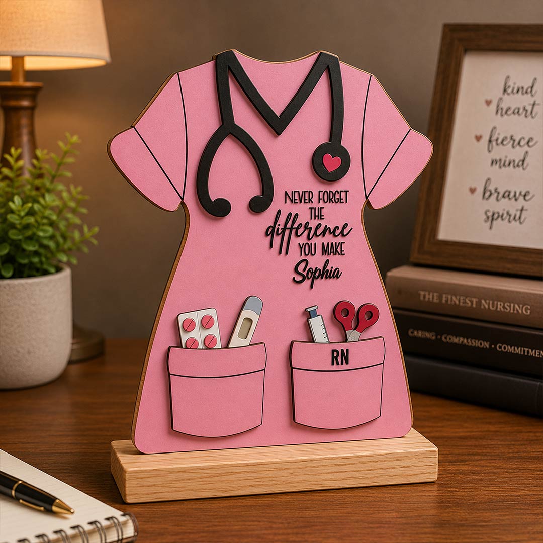 Custom Nurse Appreciation Gift with Name | 6x7 Inch Nursing Desk Stand for Women
