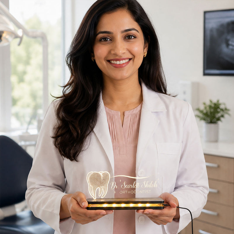 Custom Orthodontist Name Plate 6x8" | Professional Dental Clinic Desk Display
