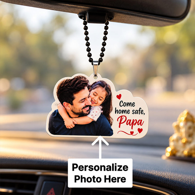 Custom Papa Photo Car Hanger | Personalized Rearview Mirror Keepsake | Love Craft Gifts™