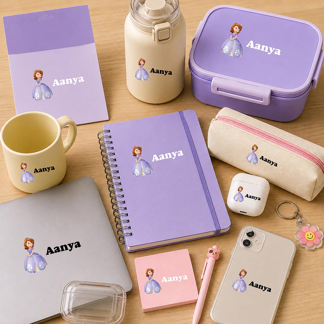 Custom Personalized Sofia Name Stickers | UV Ink Transfer Labels for Bottles, Helmets & Laptop Accessories | Love Craft Gifts™