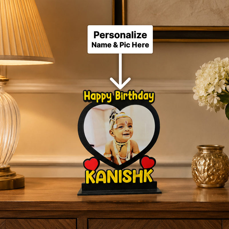 Custom Photo & Name Birthday Table Stand 4x5" | Personalized Gift
