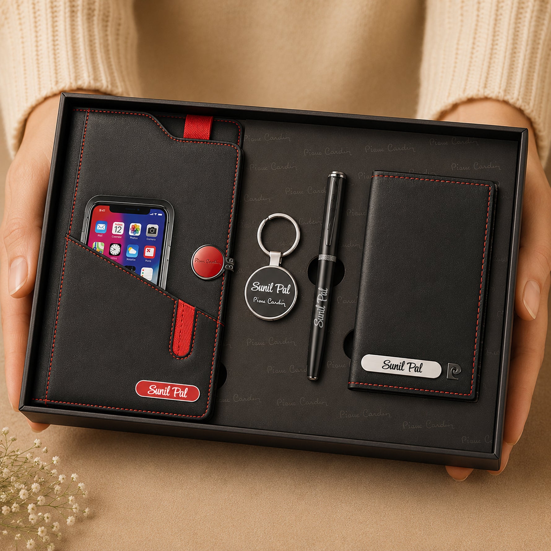 Custom Pierre Cardin Leather Gift Set | Personalized Executive Organizer & Pen | Love Craft Gifts™