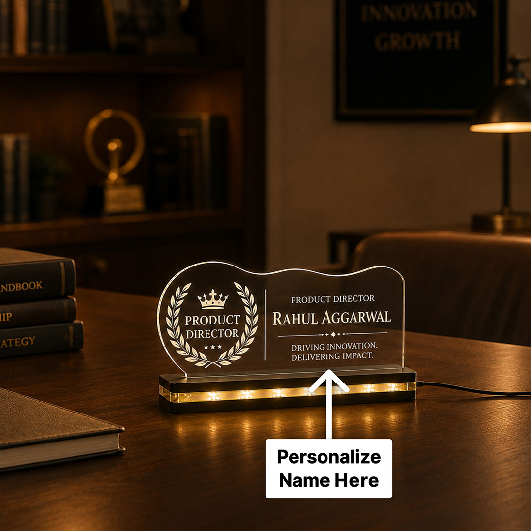 Custom Product Director LED Nameplate 6x8 Inch | Personalized Office Table Stand | Love Craft Gifts™