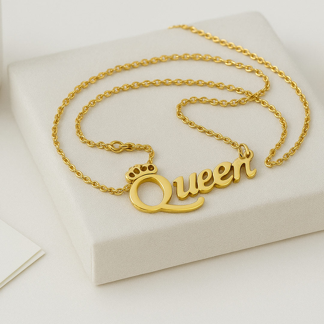 Custom Name Crown Pendant Necklace – Gold-Plated Personalized Jewelry | Love Craft Gifts