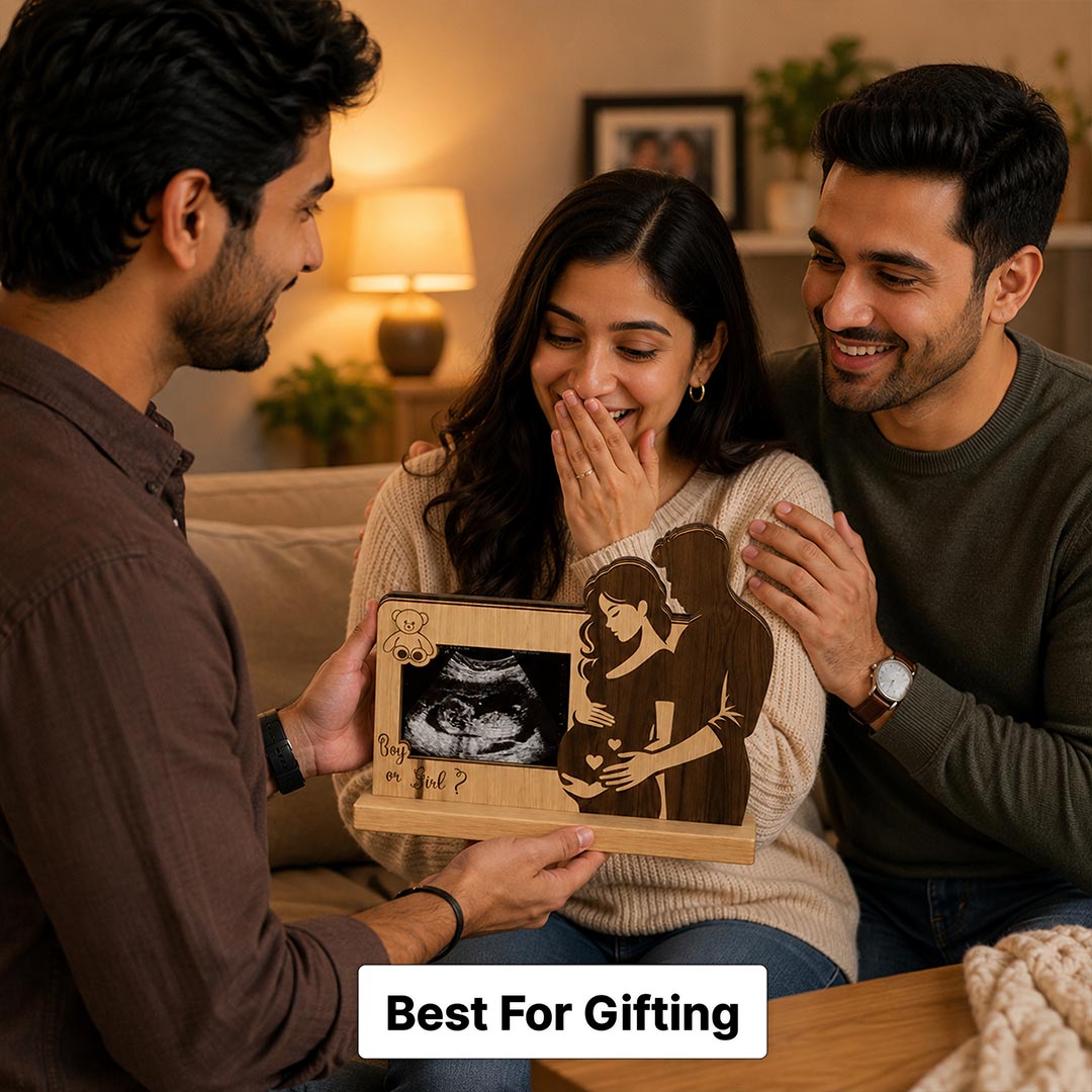 Custom Ultrasound Photo Pregnancy Stand | Mom & Dad-to-Be Keepsake with Boy or Girl Design