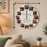 Custom Wooden Family Photo Wall Clock | Personalized Round Wall Clock | Love Craft Gifts™