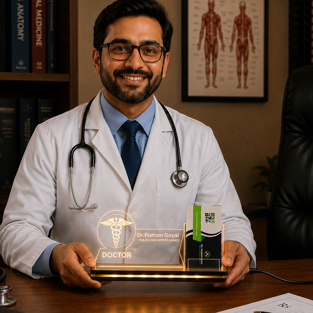 Personalized Doctor LED Visiting Card Holder with Custom Name | Professional Medical Desk Décor Gift for Doctors - 8x6" | Love Craft Gifts™