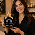 Personalized Coffee Mug QR Code Table Stand with Custom Logo & Café Branding Display | Premium Business Gift for Coffee Shops & Cafés - 8x5" | Love Craft Gifts™